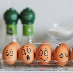 Eggs with smily faces on